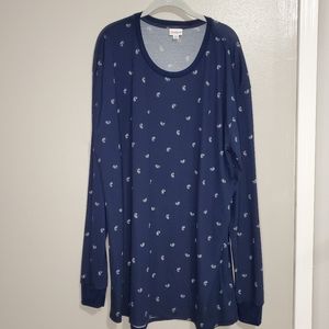 LuLaRoe LS Hudson 3X Navy w/ Paisley New w/o Tags!